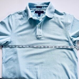 Tommy Hilfiger Men Preppy Fitted Polo Shirt Custom Fit Light Blue Size Medium